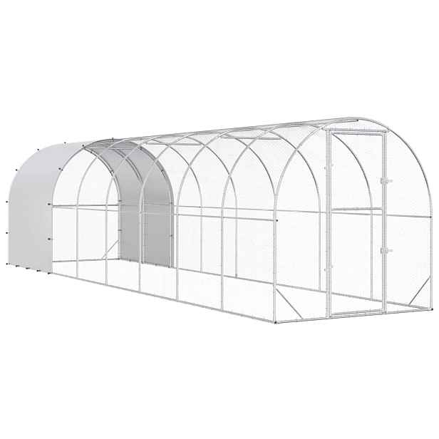 vidaXL Kuřecí kurník Stříbrná 800 x 200 x 200 cm Pozinkovaná ocel