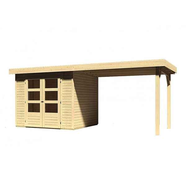 Dřevěný zahradní domek s přístavkem 528 x 238 cm Dekorhome