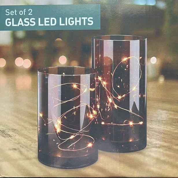 Skleněné tuby s dekorativním Led osvětlením Home Dekor Hnědé