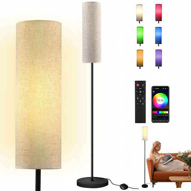 Stojací Lampa Podlahová Moderní Tuba Stínidlo Rgb Led 9W 3000K-6000K