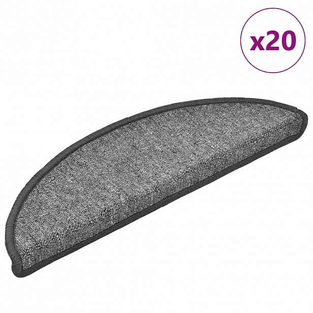vidaXL Samolepicí schodové rohože 20 ks 56 x 17 x 3 cm Tmavě šedá