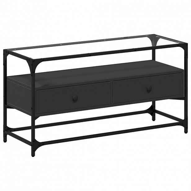 vidaXL TV skříňka se skleněnou deskou černá 98 x 35 x 51 cm kompozit
