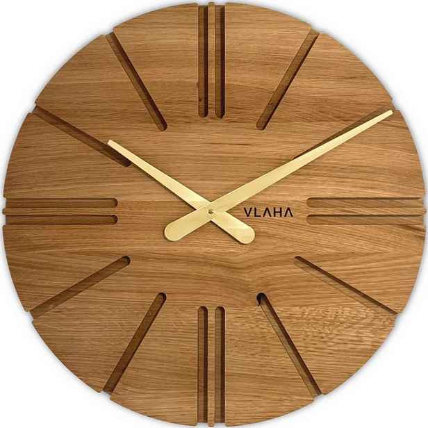 VLAHA VCT1160 - Velké dubové hodiny ATELIER vyrobené v Čechách se zlatými ručkami ⌀45cm