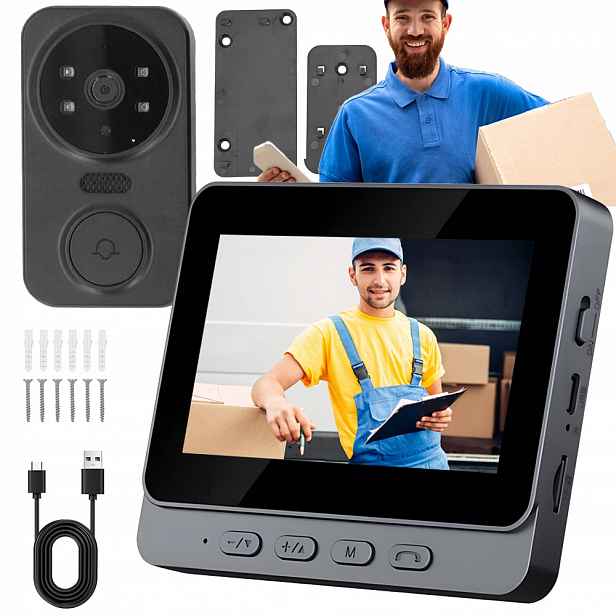 Bezdrátový Zvonek Videokamera Interkom Wifi 1080P Fhd 2-CESTNÝ Zvuk