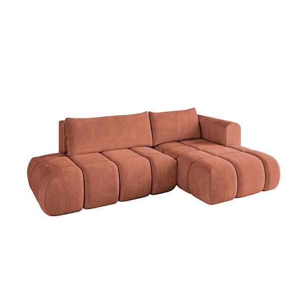 ALTDECOR ROHOVÁ SEDAČKA s funkcí spaní a otomanem, pravá CLOUD-L 280x185x90 Meruňková Velur