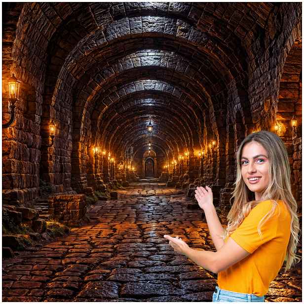 Fototapeta 3D Tunel Chodba Podzemí Lochy 392x280 TUN16W