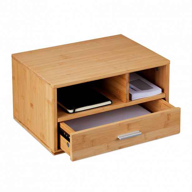 Relaxdays ORGANIZÉR Přírodní bambus se zásuvkou 22x40x31 cm