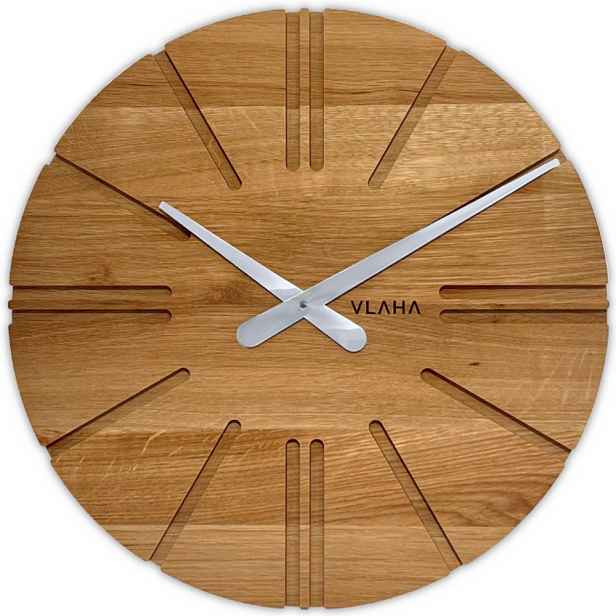 VLAHA VCT1161 - Velké dubové hodiny ATELIER vyrobené v Čechách se stříbrnými ručkami ⌀45cm