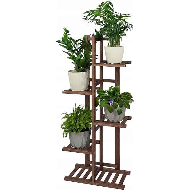 Wood Wedge Stojan na květiny, čtyřúrovňový, masivní dřevo, 103 cm, ořech