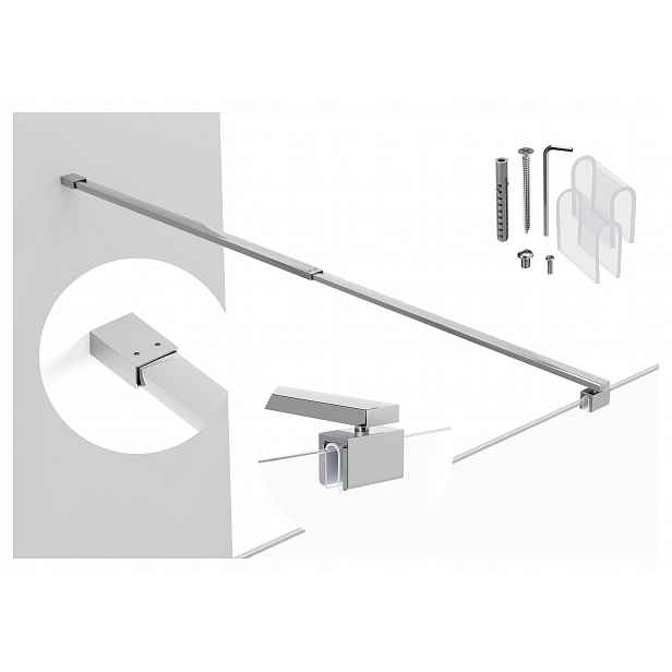 Držák do kabiny nastavitelný od 69,5 do 120 cm, sklo 6-8 mm, chrom na stěnu
