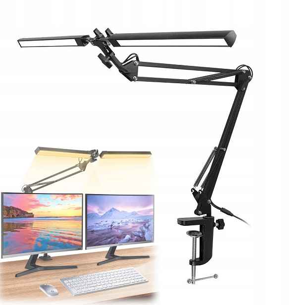 24W Stolní Led Lampička, Dvojitá Kreslicí Lampa, Regulace 24W