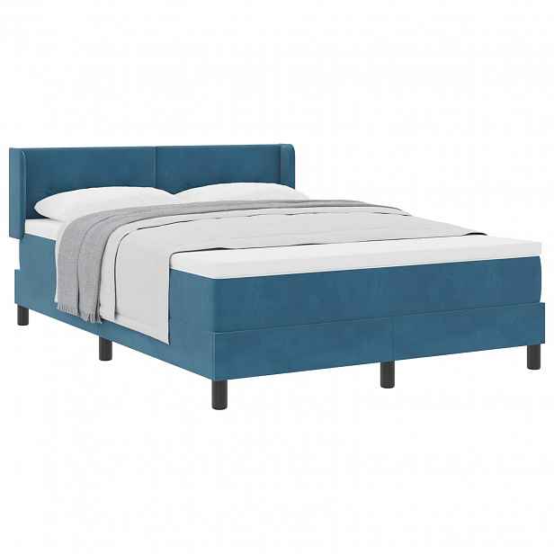 vidaXL Postel s boxspringem s čelo Tmavě modrá 200 x 160 cm samet