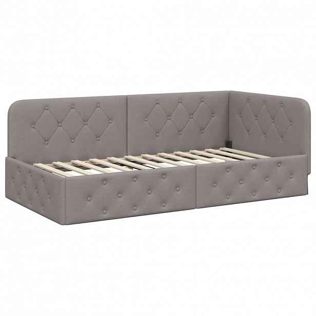 vidaXL Rohový rám postele Taupe 100 x 200 cm textil