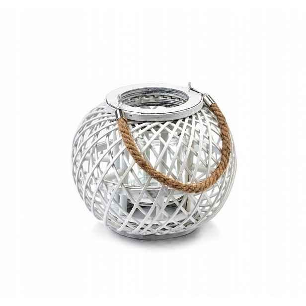Dekorativní proutěný lampion Lucie White 22 cm