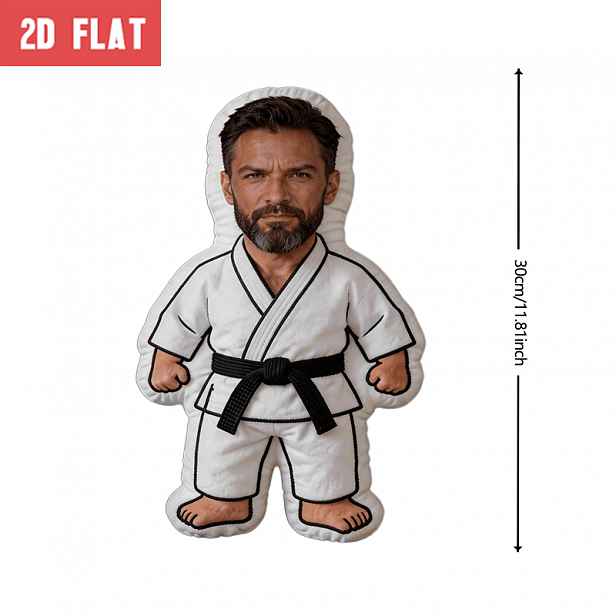 TEMU Personalizovaný karate polštář s vlastní fotkou/textem - Velký 60 cm vhodný pro dospělé, karate tematický polštář s vaším vlastním obrázkem,