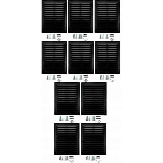 Ventilační Mřížka 14 X 21 CM Šikmá Černá 10 Ks