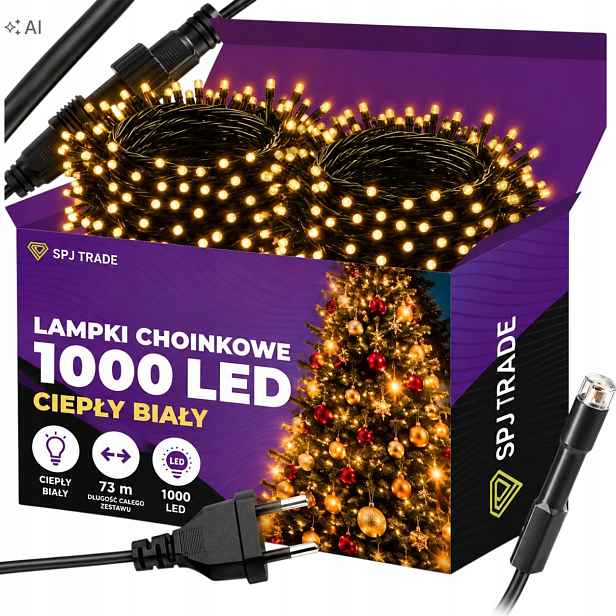 Vánoční Osvětlení Na Stromeček Venkovní Vnitřní 1000 Led Teplá Bílá 73 M