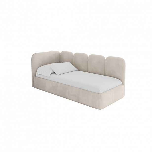 ALTDECOR JEDNOLŮŽKOVÁ POSTEL pro mládež s úložným prostorem, vpravo - VELY 80x200 béžová