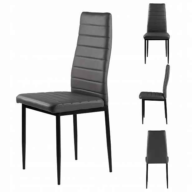ModernHome DC855-4 Sada 4 jídelních židlí z eko kůže, šedé