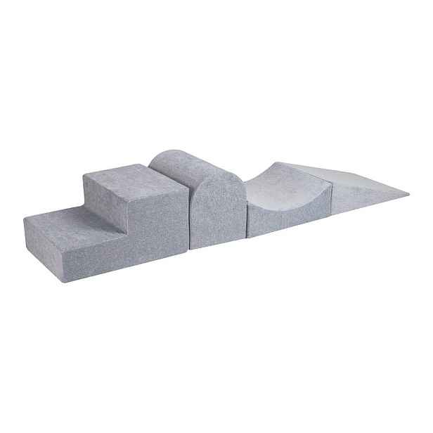 Světle šedé sametové pěnové hřiště 45x193x30 cm Montessori – Meowbaby