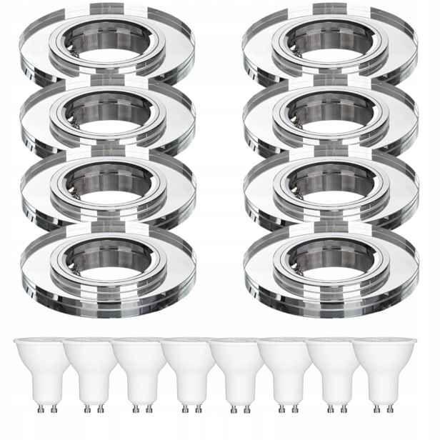 8x Skleněné Stropní Svítidlo Zapuštěné Do Stropu Křišťál Led Žárovky 1.5W