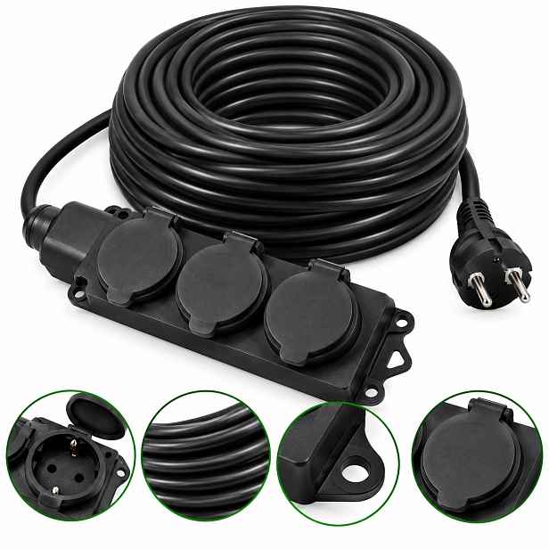Prodlužovací Kabel 50M 3x2,5mm² Bulltek BT1113 3 Zásuvky IP44 2800W