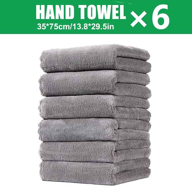 TEMU 6 ks jednobarevných ručníků 35×75 cm/13,8×29,5 palců, mikrovlákno, šetrné k pokožce, vysoce savé, různé barvy, dobrá absorpce vody, vhodné pro