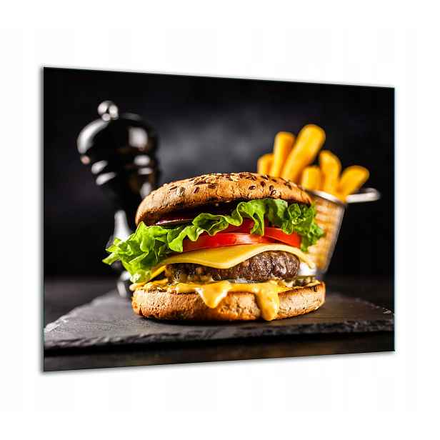 7v1 Skleněná Ochranná Deska Na Sporák 60x52 Hamburger