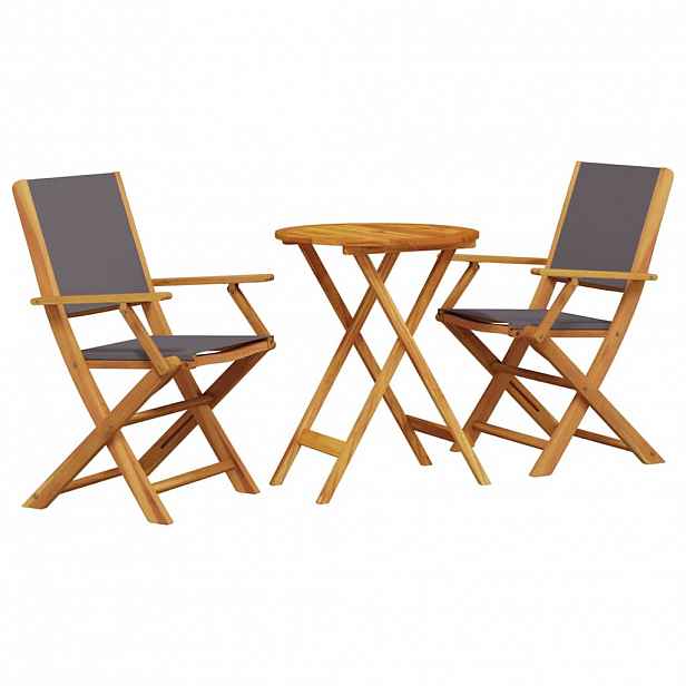 vidaXL 3dílný bistro set antracitový textil a masivní dřevo