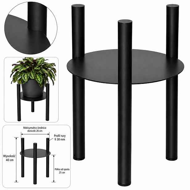 Držák Na Květináč stojící kovový stojan na květiny loft 40 cm květináč max fi 26 cm