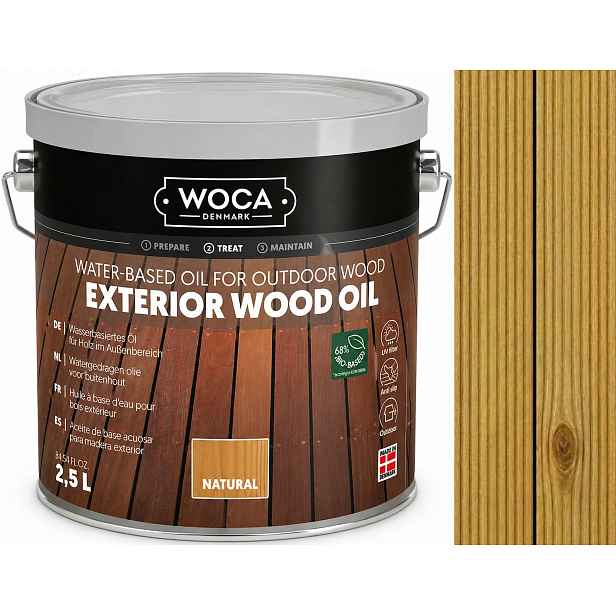 Woca Exterior Wood Oil Natural 2,5L olej na terasu a zahradní dřevo