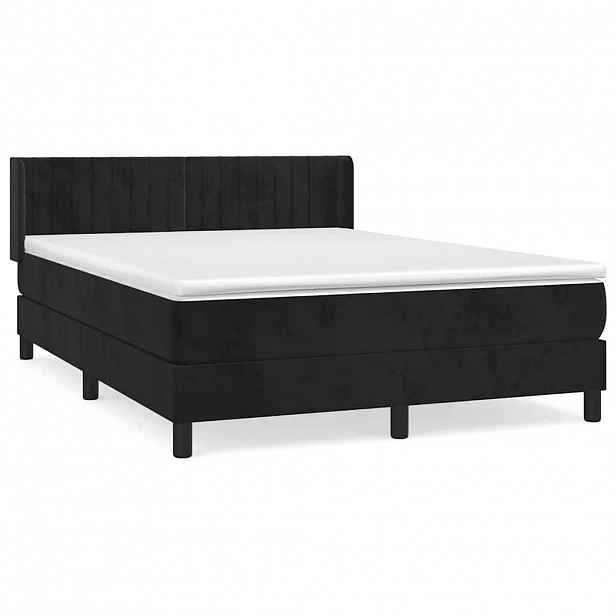 vidaXL Box spring postel s matrací černá 140x200 cm samet