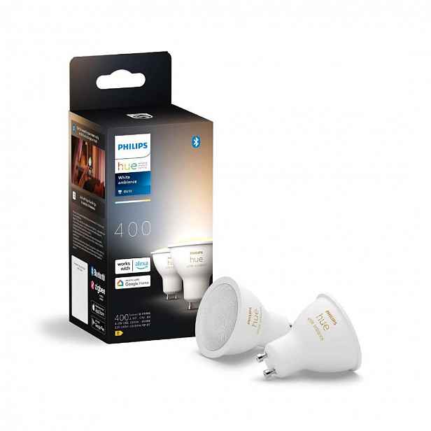 Philips Hue Smart žárovky - Chytrá LED žárovka GU10, 4,2 W, stmívatelná, bílé světlo, 2 ks 929003666702