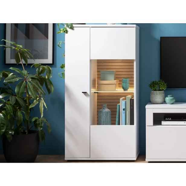Skříňka s prosklením Rovigo 70 cm, dub nox/bílá