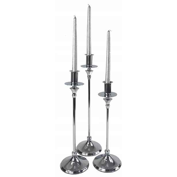 Svícník 1-2-3 Svícny Chrom sada 3 ks lampionů