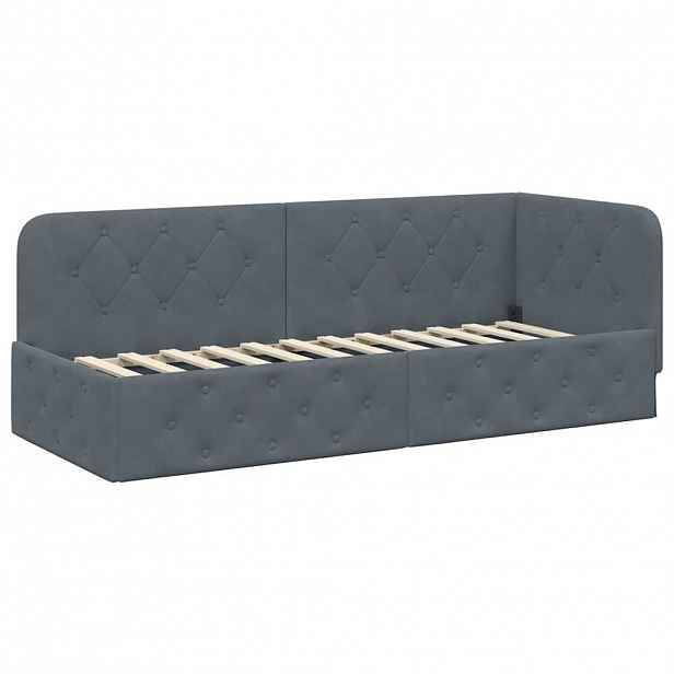 vidaXL Rohový rám postele Tmavě šedá 80 x 200 cm samet