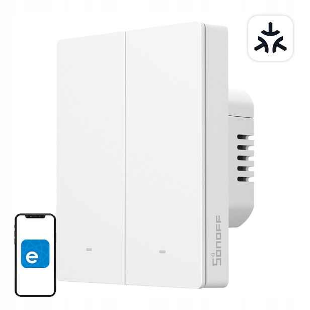 Inteligentní nástěnný vypínač WiFi M5-2C-80W Matter (2-kanálový, pro rámečky)