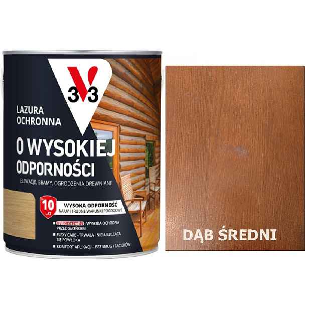 Lazura V33 Vysoká Odolnost 10 Let Dub Střední 2,5L