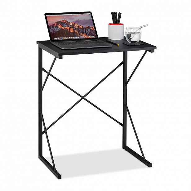 Relaxdays PSACÍ STŮL Černý MDF kov 75 cm