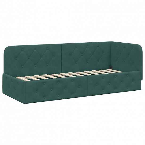 vidaXL Rohový rám postele Tmavě zelená 80 x 200 cm samet