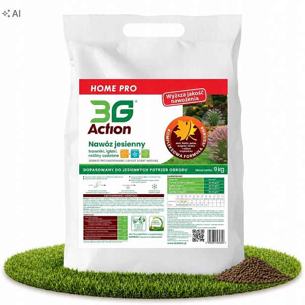 3G Action Podzimní hnojivo pro trávník Trávy 9 kg Eko Draslík na zimu do 112 m2