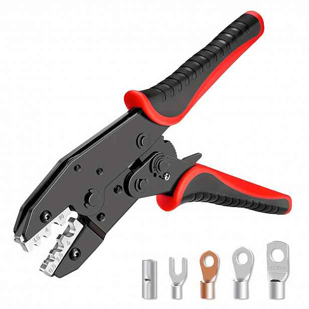 TEMU Neizolovaný krimpovací nástroj - Krimpovací kleště s račním mechanismem. Vhodné pro konektory typu , Fork, Ring, OT a UT. Vhodné pro rozsah AWG