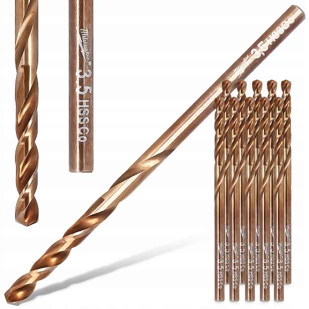10 x Kobaltové Kovové vrtáky 3,5 mm z nerezové oceli Hss-g Milw R6-P