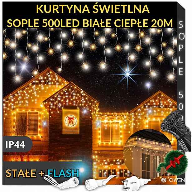 Sople 500LED Flash Venkovní Osvětlení 20 m Vánoční vánoční osvětlení