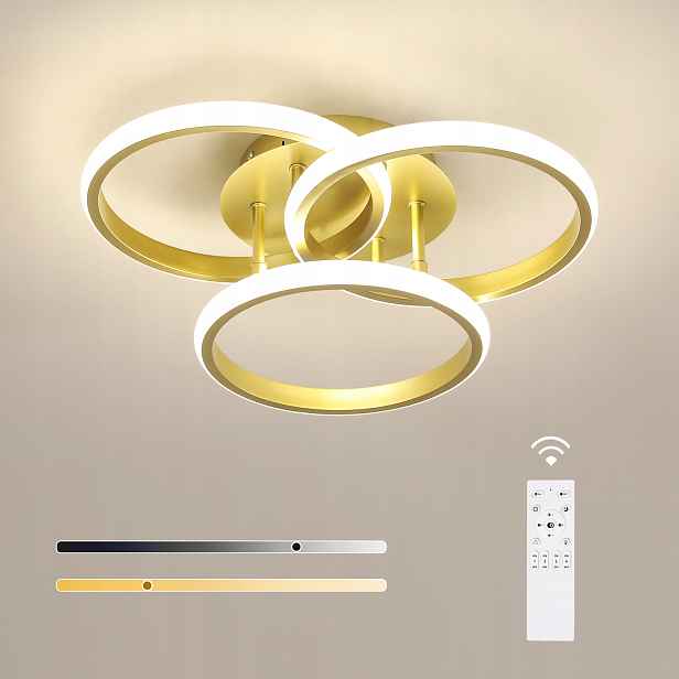 Stropní Led lampa Zlatý lustr Stmívatelný Moderní s dálkovým ovládáním 42W