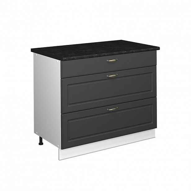 Vicco SPODNÍ SKŘÍŇKA KUCHYŇSKÉ LINKY Fame-Line, Anthrazit-Gold Landhaus/Bílá, 100 cm, PD Antracit