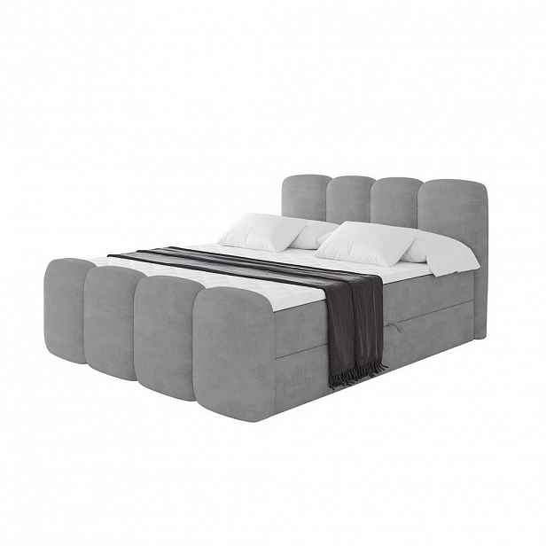 ALTDECOR AMERICKÁ postel s matrací H4 a roštem – NINA-Z – 200 x 200 cm – světle šedá
