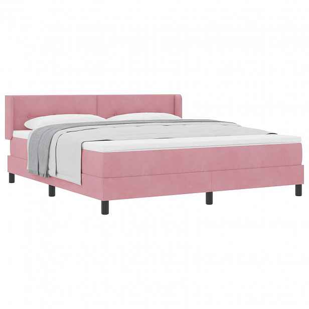 vidaXL Postel s boxspringem s čelo Růžová 200 x 180 cm samet