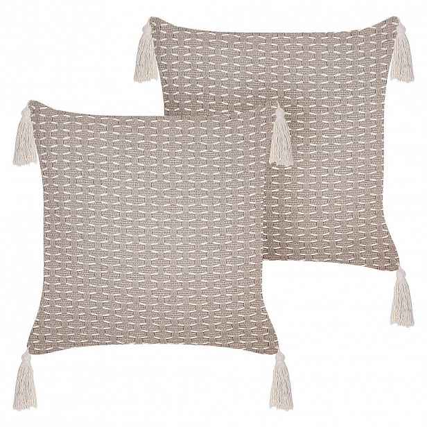 Beliani DEKORATIVNÍ POLŠTÁŘ sada 2 ks Taupe 42/42 cm Hakone
