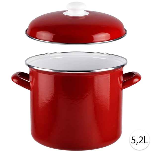 Perfect Home Smaltovaný hrnec 5,2L s poklicí, 22cm, červená, 15506